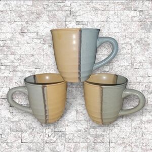 Sango Gold Dust Green Coffee Mugs Tea Cups Set of 3 5040